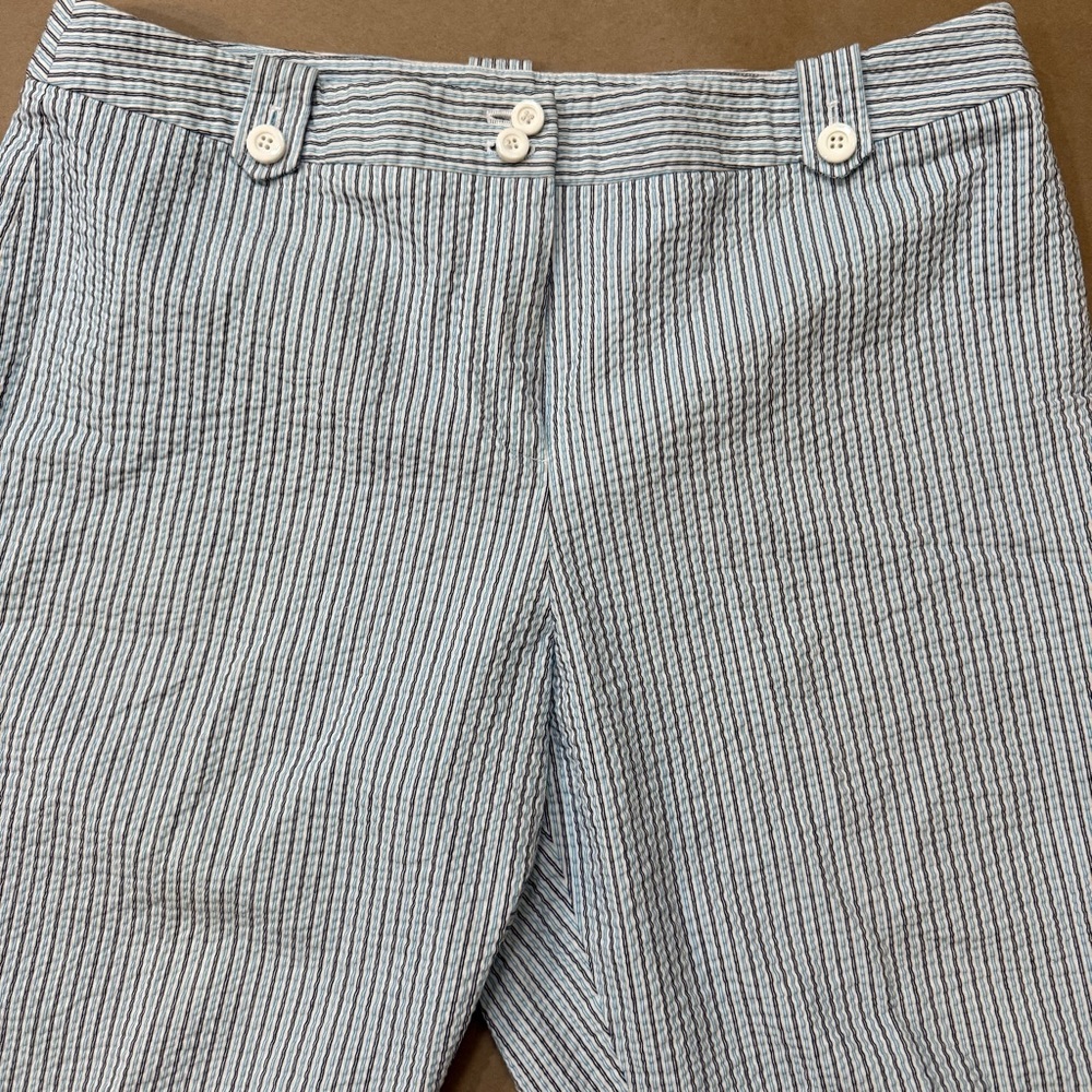 Judith Hart Seersucker Striped Blue, White, and Black Shorts Size 16 - Picture 3 of 14